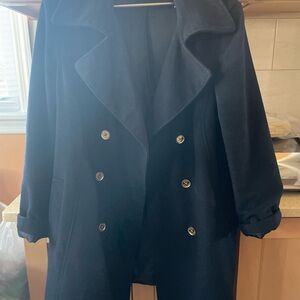 Elegant Navy Double-Breasted Women's Coat